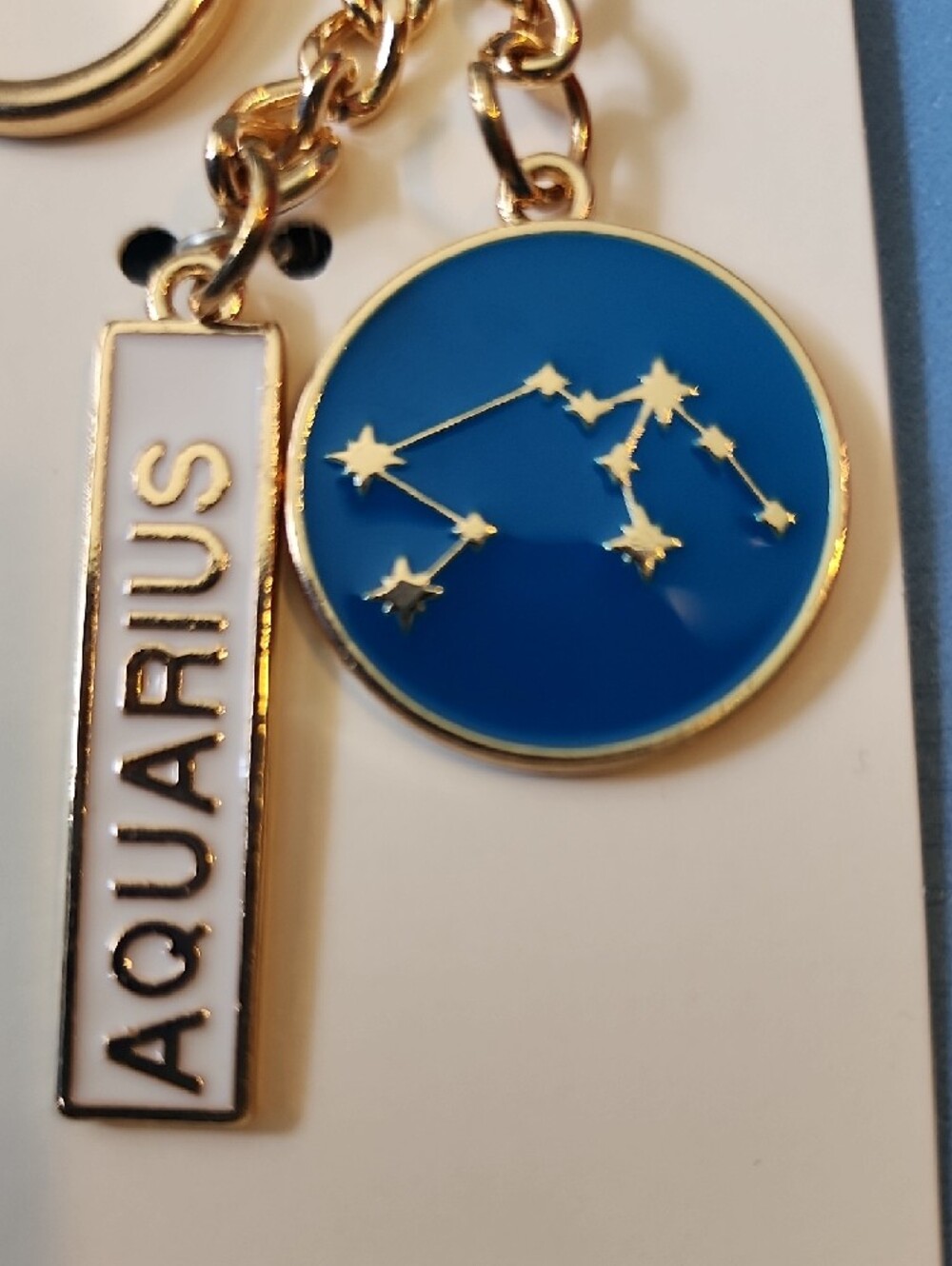 Modern Expressions Gold-Tone Aquarius Zodiac Keychain - Blue - Picture 2 of 4